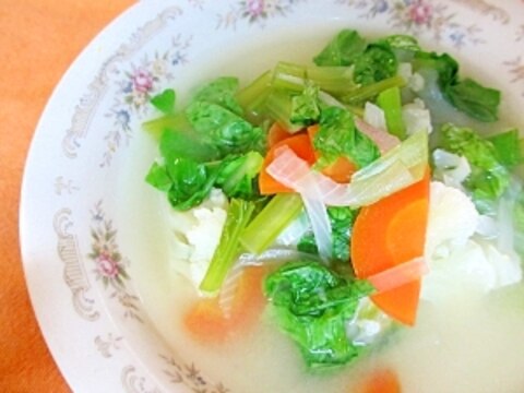 小松菜とカリフラワーの和風スープ